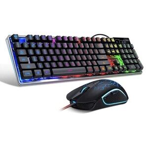 Gaming Keyboard, Mouse Combo, K1 RGB LED Backlit, 104 Key, Black, PC, Laptop